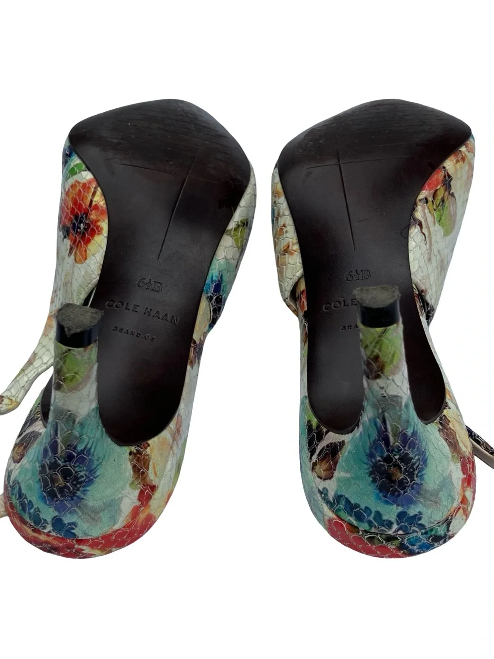 Cole Haan Floral & Snakeskin-Print Slingback Kitten Heel Pumps Womens Size 6.5B
